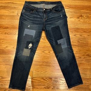 Old navy boyfriend skinny with patchwork detail size 12 jeans